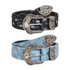 PU Leather Belts with Relief Flower Buckle Adjust Size Pin Buckle Waist Belt Woman Jeans Dresses Skirt Coat Waistband