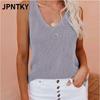 JPNTKY Women's Fashion Casual Solid Color Print Sleeveless V Neck Blouses & Shirts