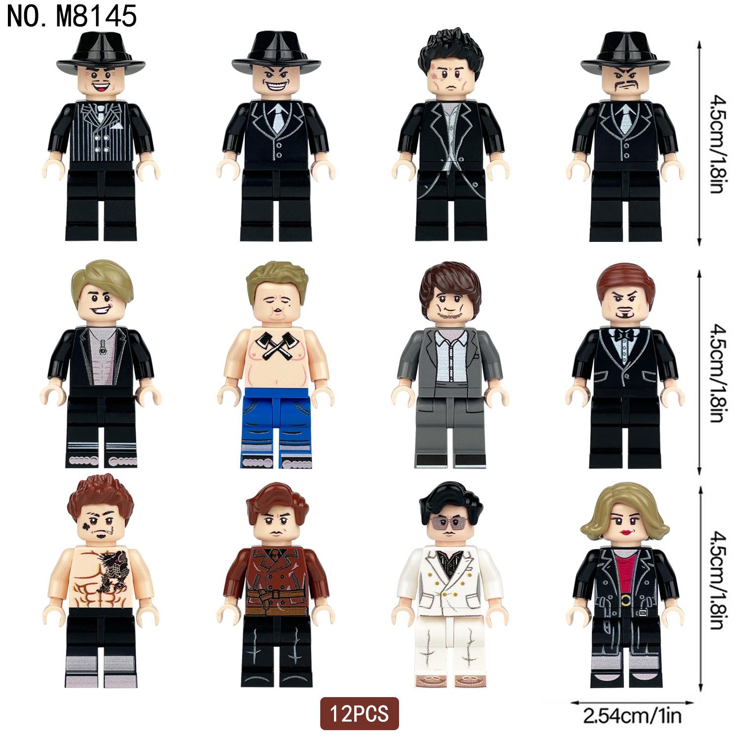 

M8145 Кино Город Черный Тиран Банда Черный Костюм Фигурка Блочный Конструктор Мелкие Детали Сборка Сцена Игрушка