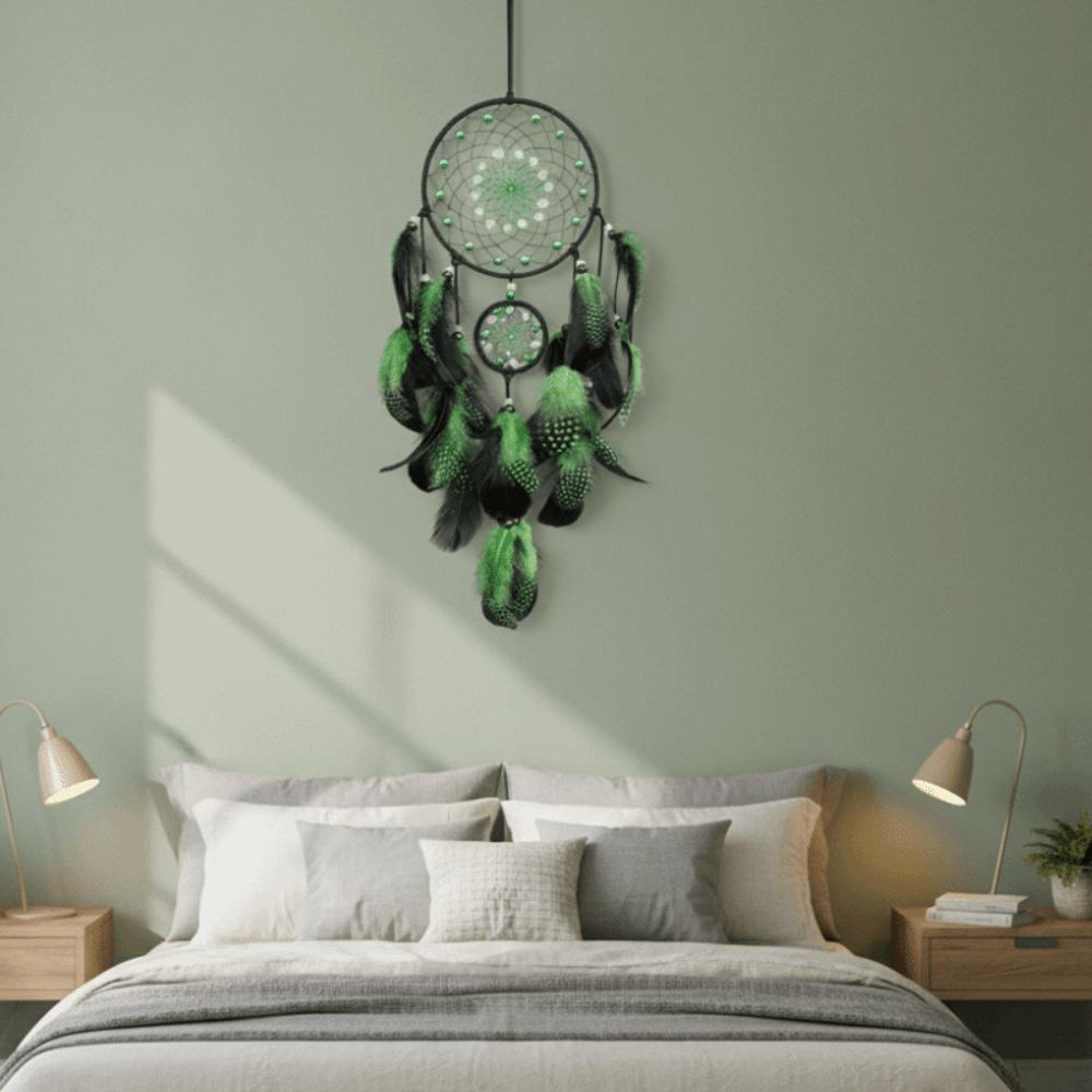 Handgewebter leuchtender Perlen-Traumfänger Buntes Feder-Wandbehang Feder-Windspiel Geschenk