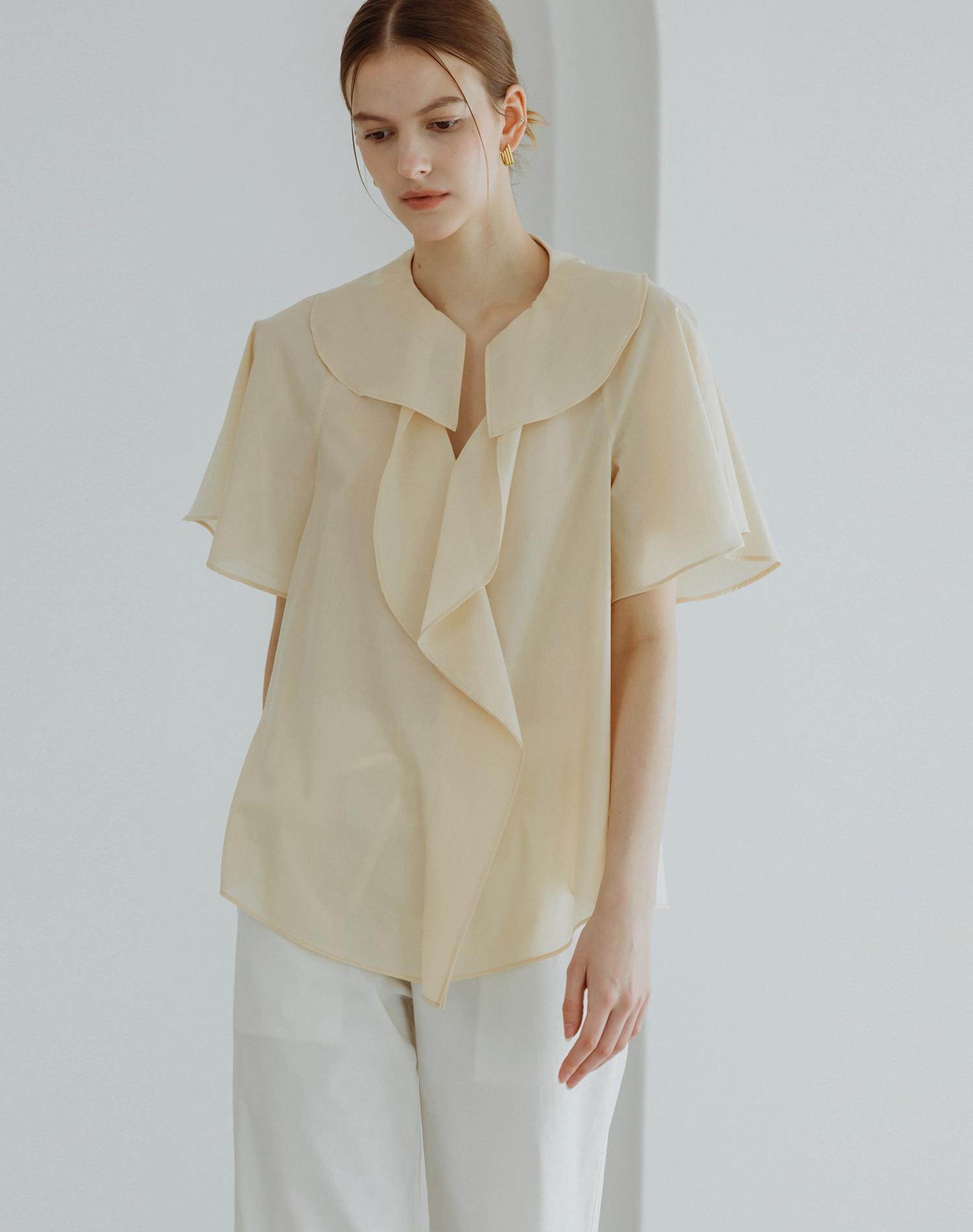 G Mar Shirring Blouse Beige Free