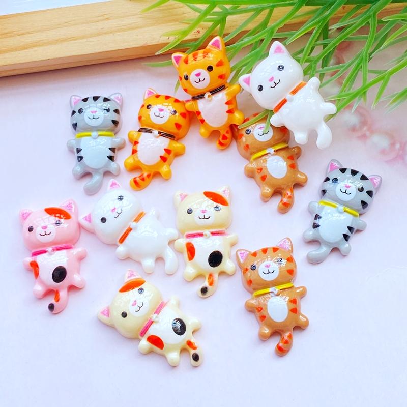 12Pcs New Cute Little Cat Series Flat Back Cabochon Scrapbooking Hair Bow Center Embellishments DIY Accessories