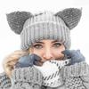 Hat Women's Solid Color Versatile Pullover Hat Devil Ears Thickened Knitted Wool Hat Winter Warm