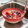 Langlebige Keramik-Lebensmittelzubereitungsschüssel Beerenwaschen mit Abflusslöchern, Obst Raffiniertes Küchen Dekor Spülbecken, Sieb für Frische Beeren Gemüse