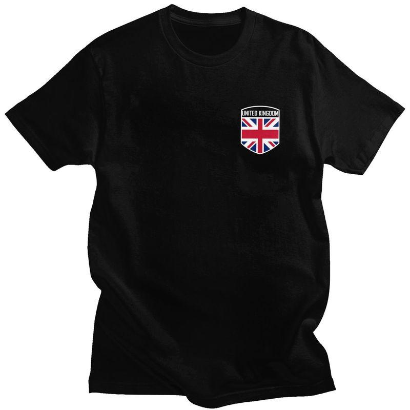 Individuelle Britische UK Vereinigtes Königreich Flagge T-Shirts Herren 100% Baumwolle Tee Tops T-Shirts Kurzarm Mode T-Shirt