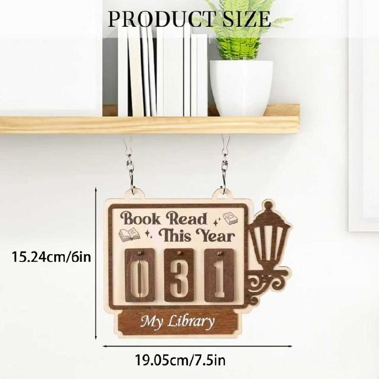 Bibliothek Wanddekoration Holz Bücherregal Lesefortschrittszähler Buchliebhaber Hängendes Holzschild Home Office Klassenzimmer Dekorationen