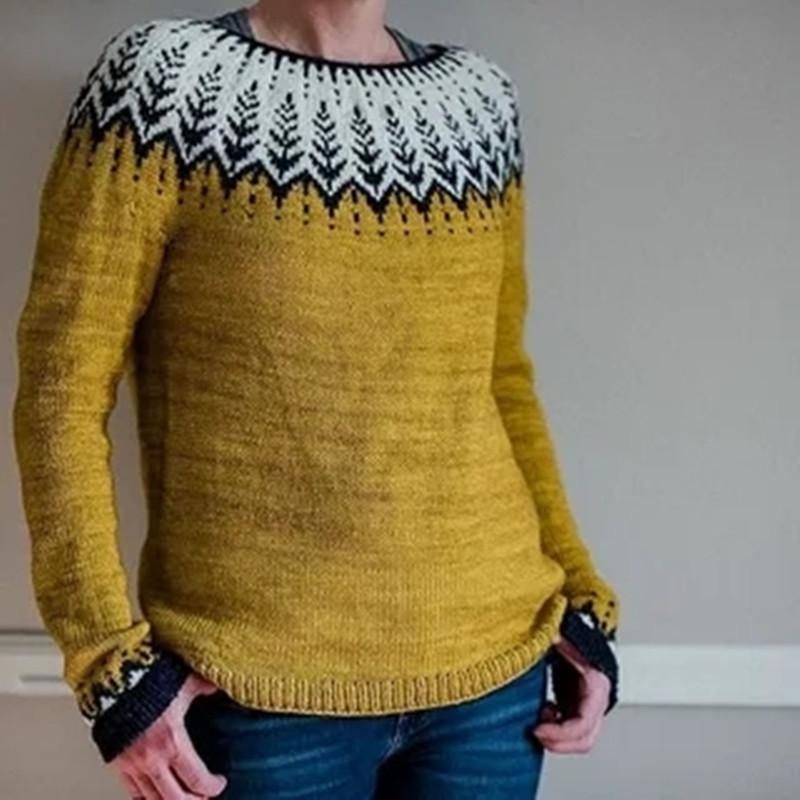 Color Block Round Neck Pullover Women's Fashion Long Sleeve Sweater Luxurious Loose Fit Slimming Versatile Casual Knit Top