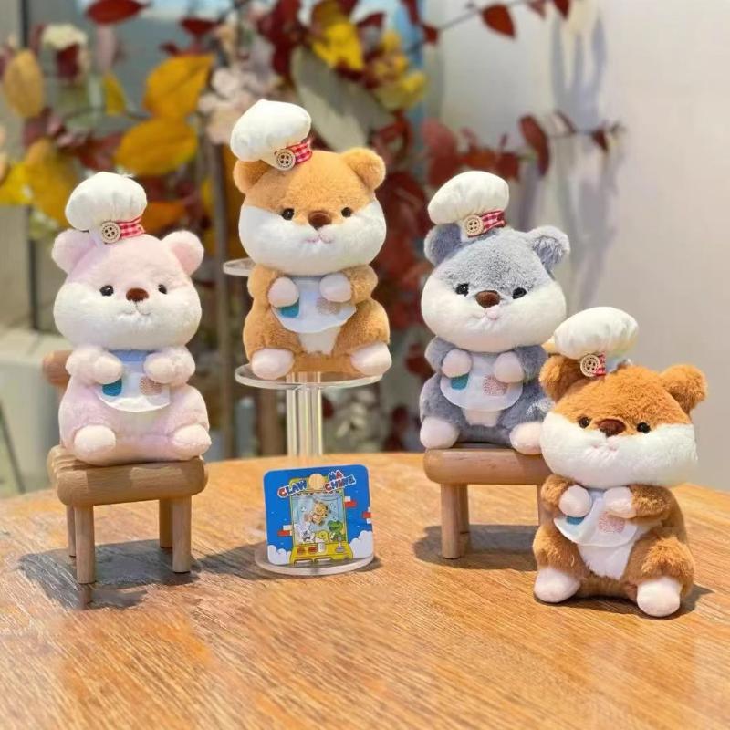 Cute Chef Hat Hamster Plush Keychain Little Mouse Stuffed Doll Keyring Cartoon Plush Toys Backpack Hanging Decoration Bag Charm