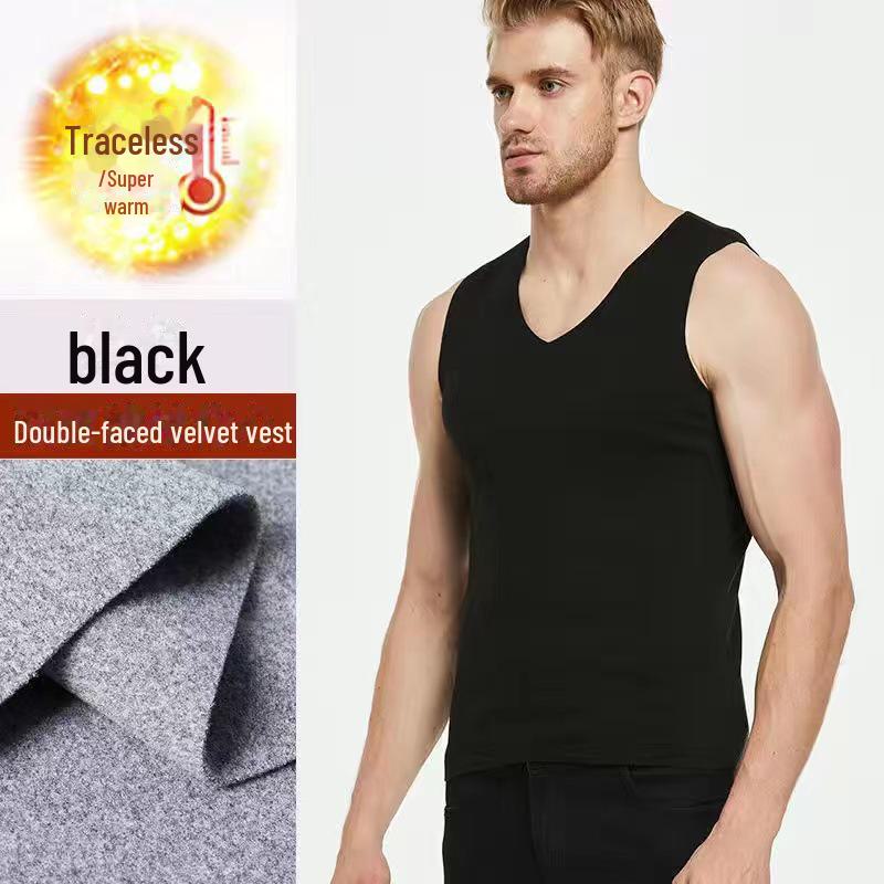 Męska dwustronna, ciepła kamizelka z aksamitu ze szlifowanym spodem