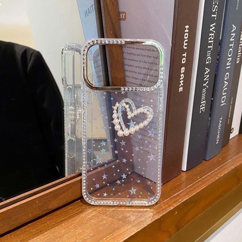 Custodia Lucida Glitter Stella Strass Guscio per iPhone 17 Air 16 15 14 13 12 11 Pro Max 14 Plus Cover Morbida Antiurto