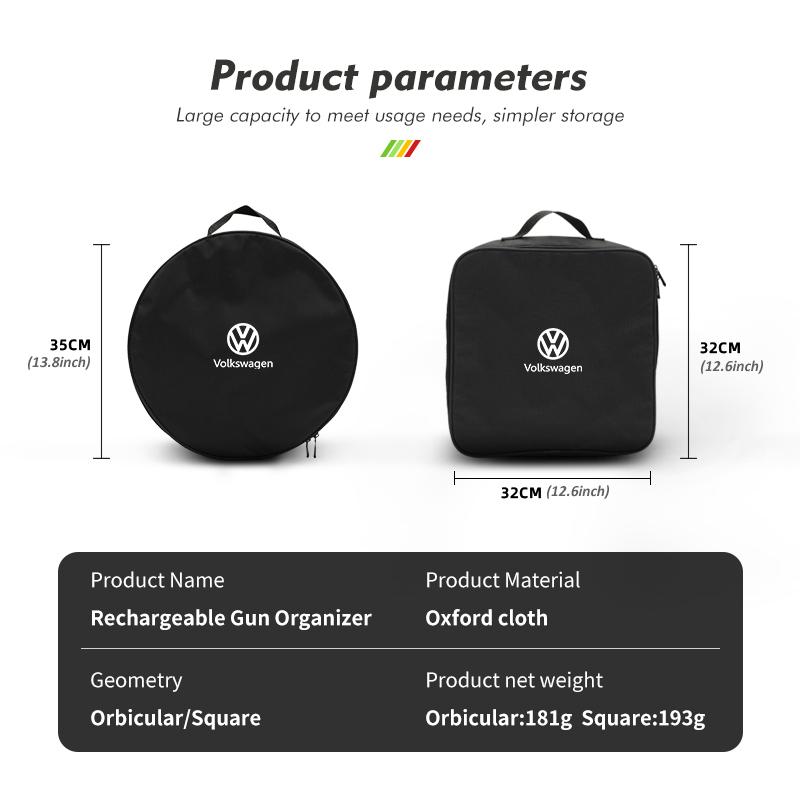 Car Charging Cable Organizer Rechargeable Gun Storage Bag For Volkswagen VW Scirocco Jetta Beetle Golf 4 5 6 Passat Polo B5 zj6