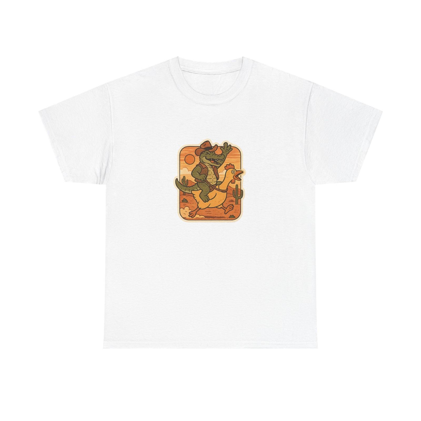 Unisex Adult T Shirt Cowboy Alligator Rides Rubber Chicken S разноцветный