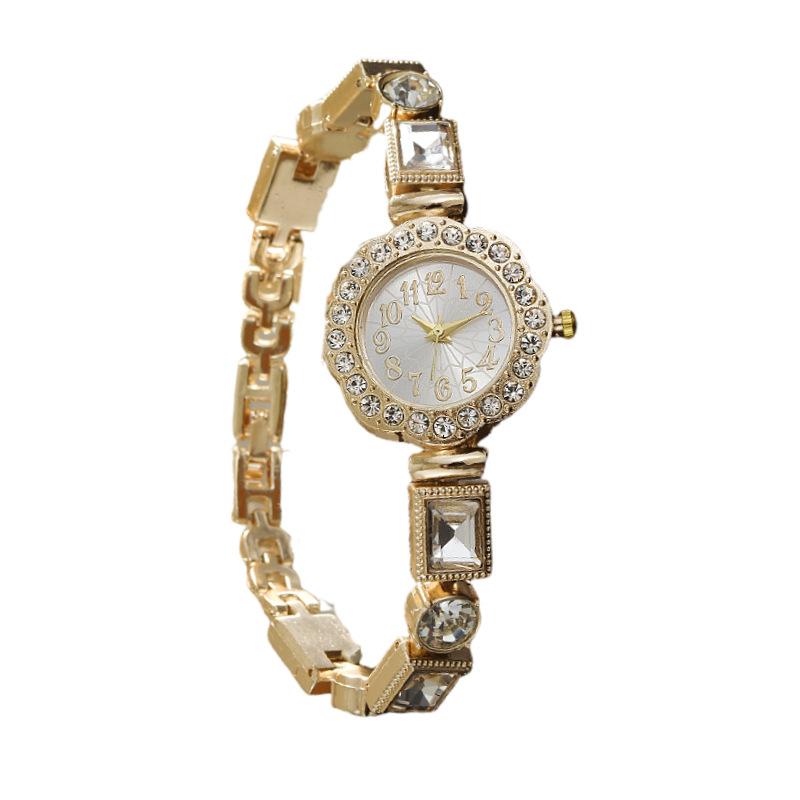 Damen Armbanduhr Damen Runde Form Strassbesetzt Quarz Armbanduhr
