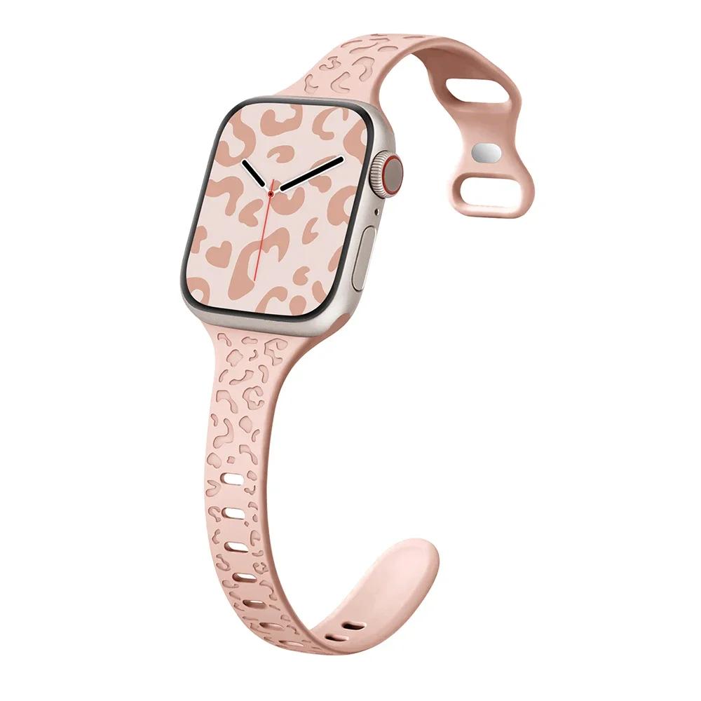 Wąski pasek do paska Apple Watch 40mm 41mm 42mm 38mm 49 44mm 45mm grawerowana silikonowa bransoletka Correa seria 8 7 6 9 5 4 3 SE Ultra