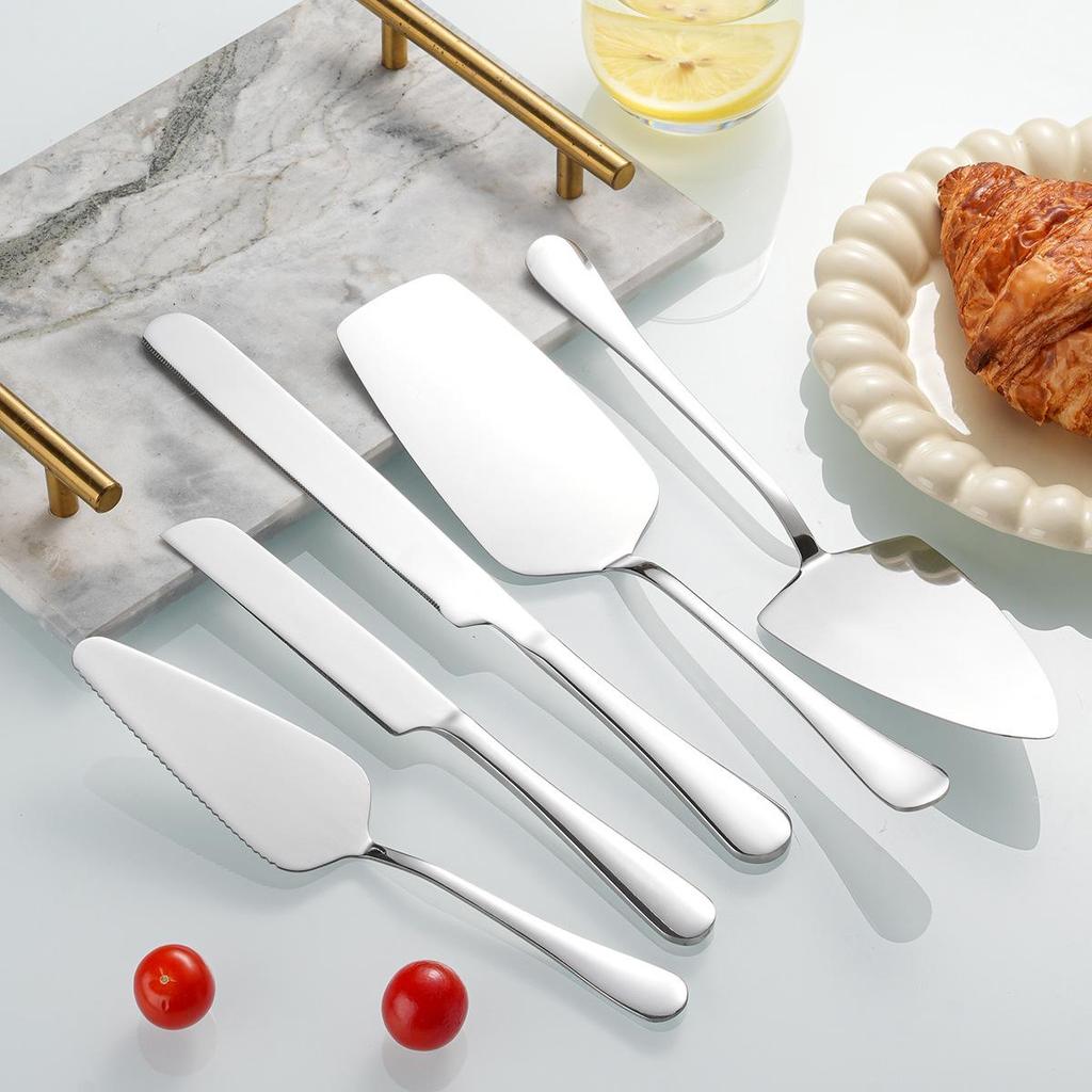 Large Stainless Steel Cake Knife & Spatula for Baking and Pizza, Long Handle Bread Knife, Thickened Western Cuisine Tableware.