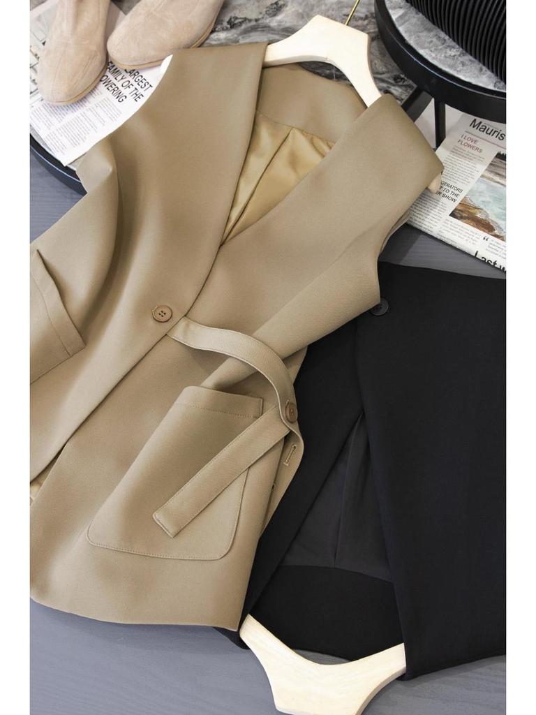 [In Stock] Plus Size Slimming Vest Jacket for Summer and Spring - Fashionable All-Match Style 5005