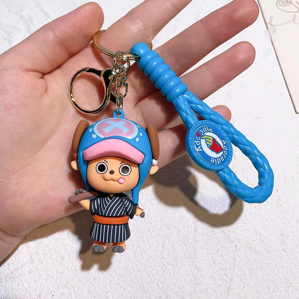 Q Ver. Anime ONE PIECE Keychain Luffy Zoro Ace Sabo Law Usopp Chopper Figure Doll Toy Pendant Car Key Ring Ornaments Gift