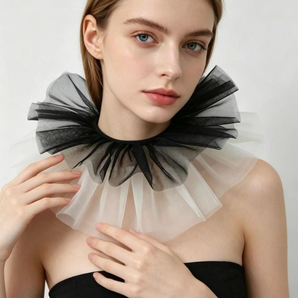 Detachable Fake Collar Shawl Ruffle Mesh Makeup Neck Shawl Vintage Neck Collar  Cosplay Event