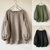 Women's 2025 Spring/Autumn Casual Round Neck Long Sleeve Solid Color Retro Loose Shirt