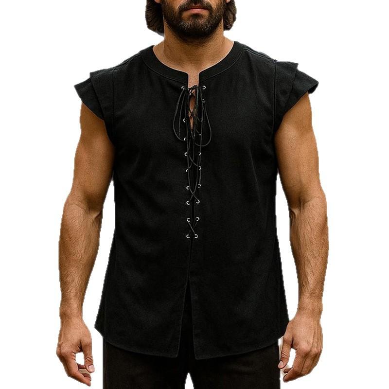Renässans Medeltida Gotisk Stil Steampunk Väst Herrar Vintage Rund Hals Tanktoppar