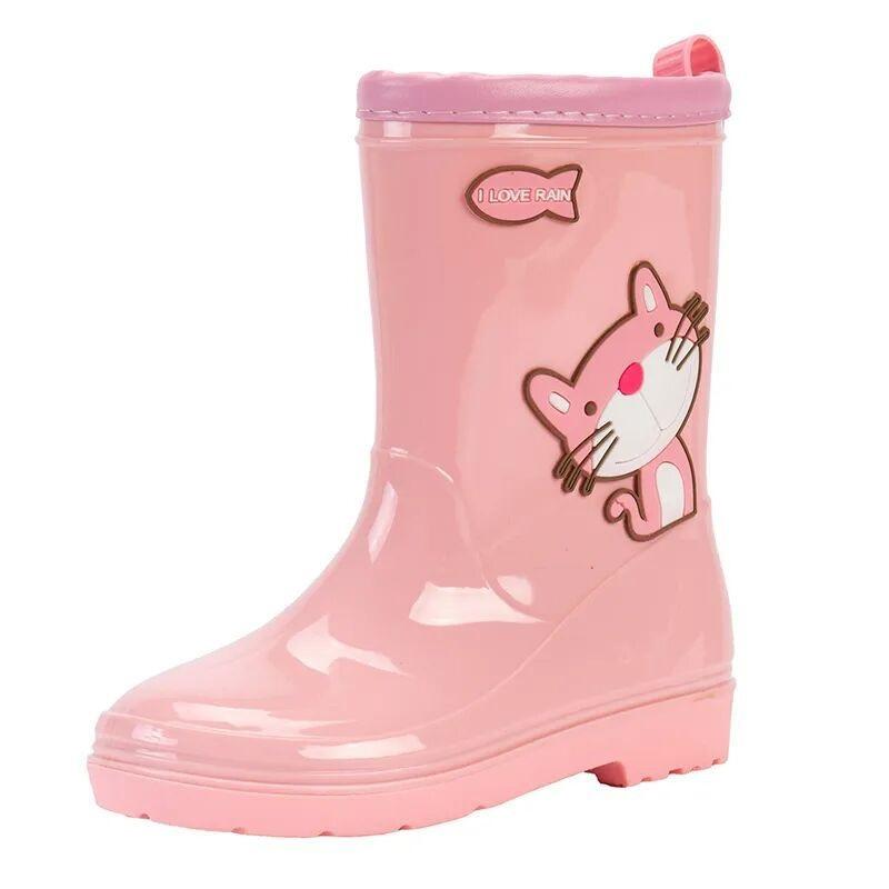 

Toddler Kids Rain Boots Waterproof Rubber Rain Shoes 37 розовый