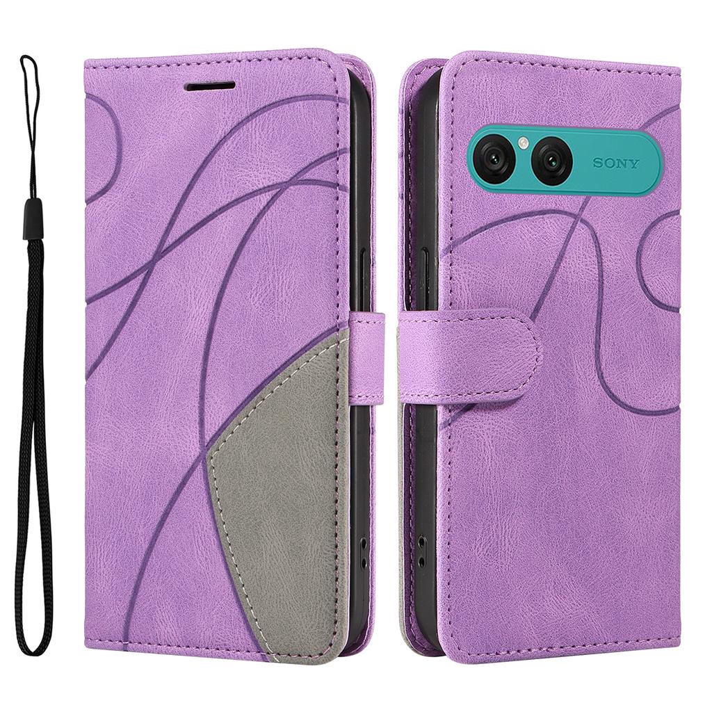 For Sony Xperia 10 VII Leather Phone Case Stand Wallet with Bi-colour Splicing Design