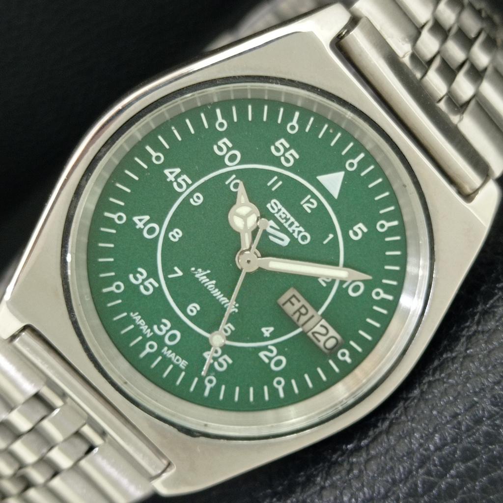 GENUINE VINTAGE SEIKO 5 AUTOMATIC 7019A JAPAN MENS GREEN DIAL WATCH A708718-1