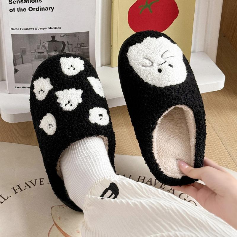 Little Ghost Cotton Slippers Women's Autumn and Winter New Cute Home Thick Bottom Plush Warm Cotton Drag Men's