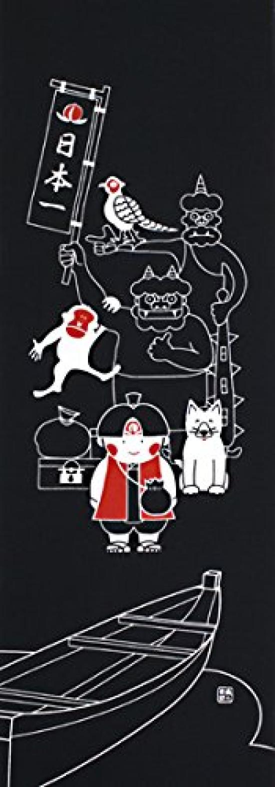 

Dyeing Anbo Hand Towel from Authentic Made in 35cm x 100cm Momotaro Onigashima Black, Dyed, 100% Cotton, Tokuoka, Japan, чёрный