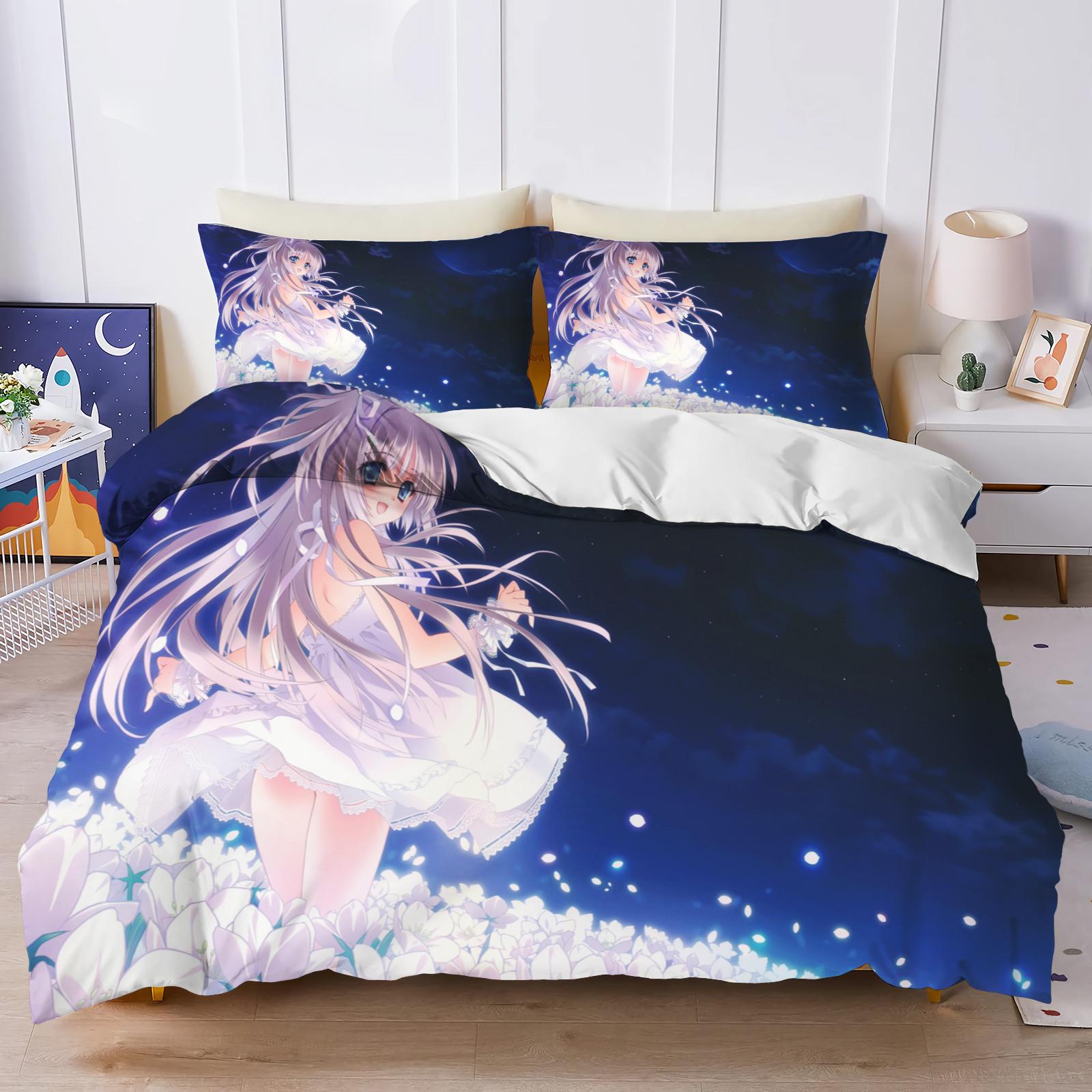 

Anime Polyester Quilt Cover Set, Beautiful Girl, Comfortable Bedding, Dopamine Color, Breathable Bedding for Teenager Children 135x200cm