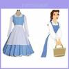 Elegante Vestido de Empregada Azul da Bela e a Fera com Acabamento Exquisito para o Halloween