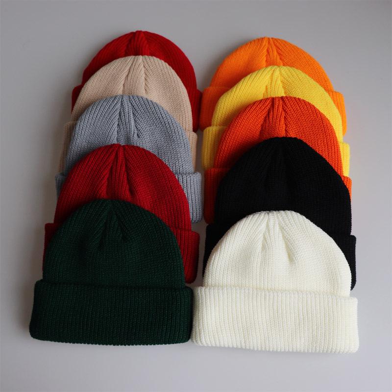 Korean unisex solid color fashion hexagonal beanie knit hat hip-hop pullover hat ski hat wool hat