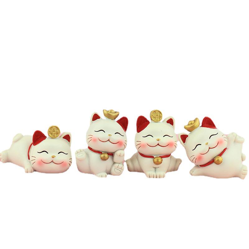 Lucky Cat Resin Craft - Cute Desktop Ornament & Home Decoration