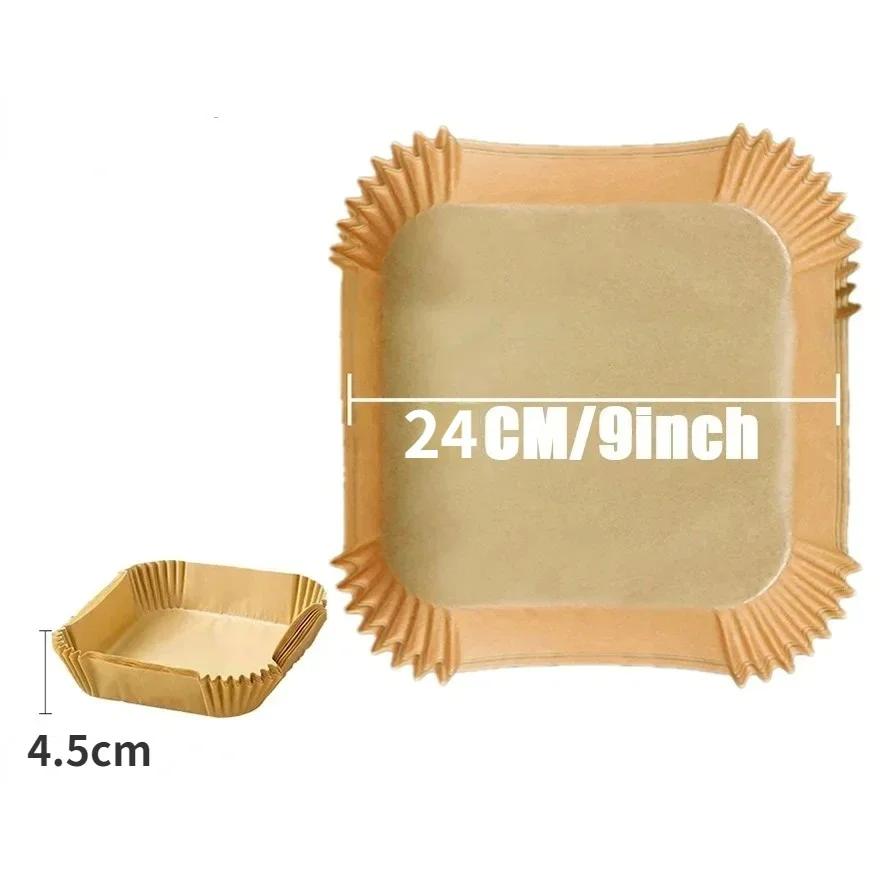 Kitchen Utensils Air Fryer Paper Kitchens Accessories Disposable BBQ Plate Non-stick Pad. Square Round Pastry Molds 50/30 Pieces