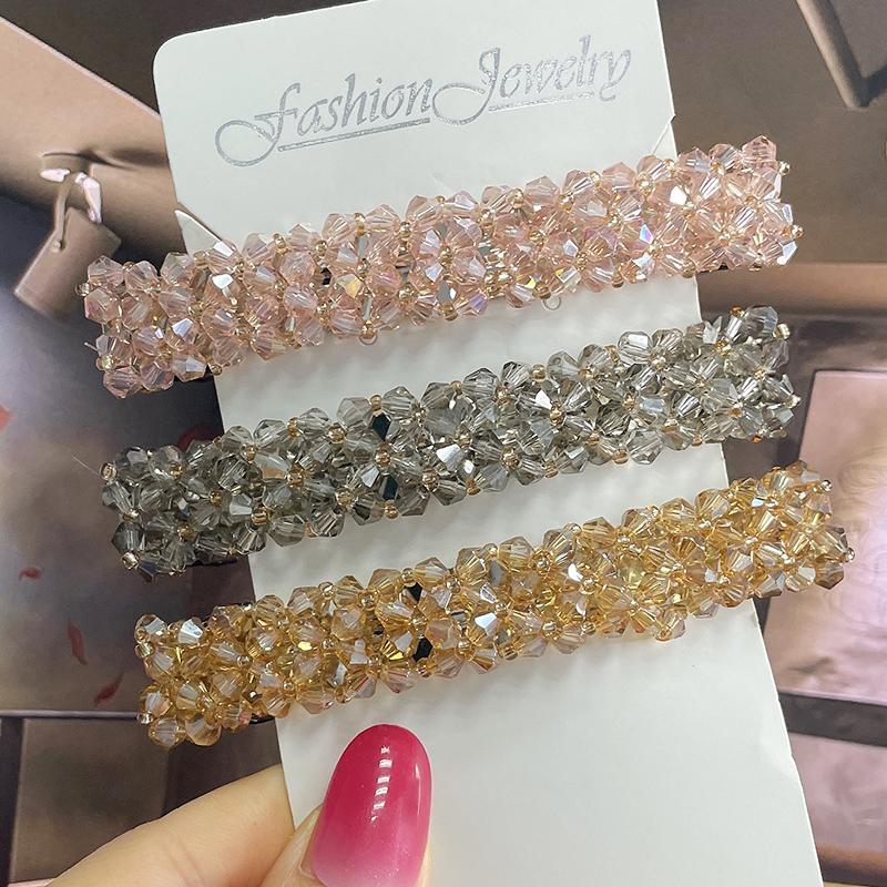 Korean Crystal Spring Hair Clips Pins Pearl Hair Barrettes For Women Girl Headband Simple Hair Accessories Headwear
