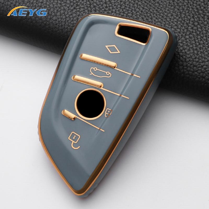 TPU Car Key Case Cover Shell For BMW X1 X3 X5 X6 X7 1 3 5 6 7 Series G20 G30 G11 F15 F16 G01 G02 F48 Keyless Key Chain