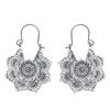 Vintage Drop Earrings For Women Ethnic Gypsy Geometric Hollow Carved Flower Leaf Jewelry Antique Silver Color Fashion Earrings