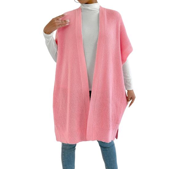 Kvinner Ensfarget Strikket Genser Vest Casual Løstsittende Cardigan Jakke Høst Vinter Strikkevest Kåpe