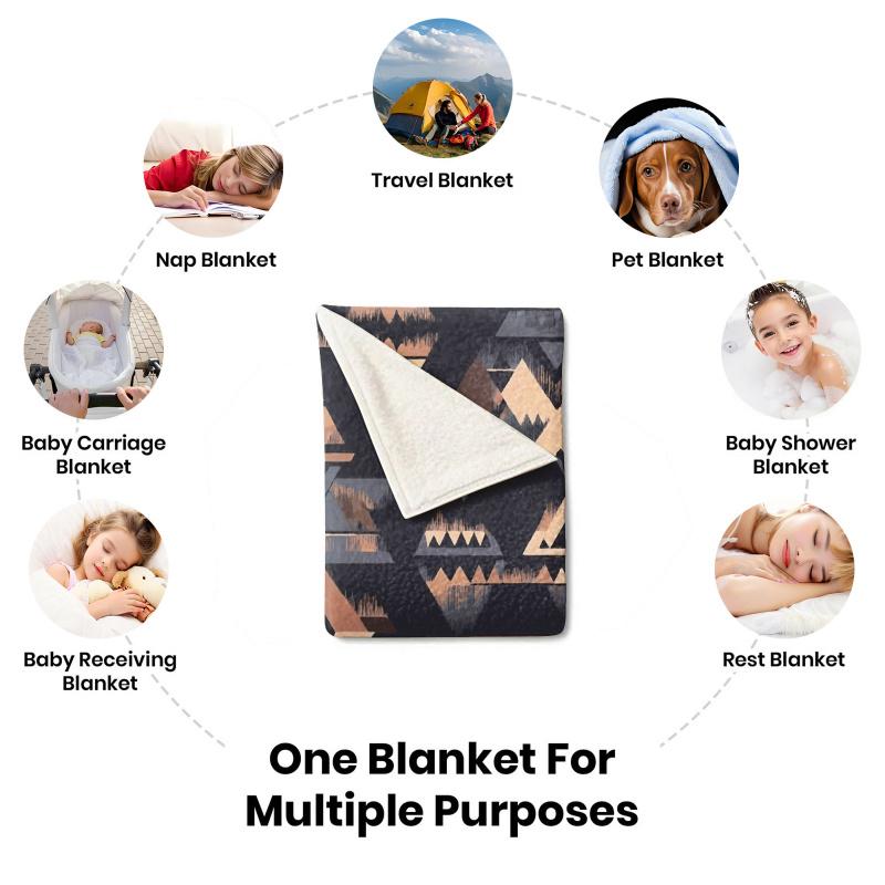 Boho Collection Printed Throw Blanket Vintage Flannel Cover Blanket Soft Cozy Sofa Napping Blanket Bed Blanket Office Blanket