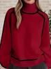 Herbst Winter Rollkragen Gestreifter Strickpullover Damen Lockerer Pullover