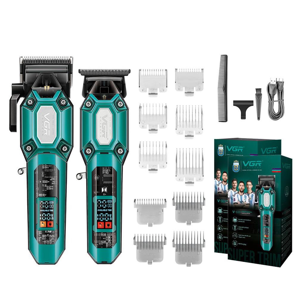 New VGR 900 T-shaped Blade Hair Clipper Transparent Body Electric Professional Men's Hair Clipper LED Intelligent Digital Carving Electric Thruster