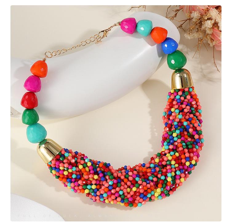 Bohemian Multi-Layer Beaded Necklace Set: Cross Weave & Retro Ethnic Style for Women
