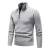 Men's Half-Zip Stand Collar Fleece Lined Knit Sweater.