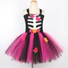 Halloween Kids Dress Cosplay Heart Print Skeleton Costumes Girls Floral Skull Tutu Children Carnival Performance