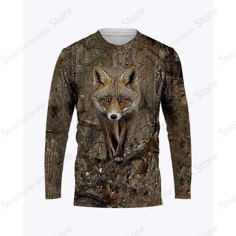 Bear Pig Hunting Animal 3d Print Long Sleeve T-shirt Men Women Fashion Tshirt Camo Camouflage Tops Tees Outdoor Sportwear Tshirt