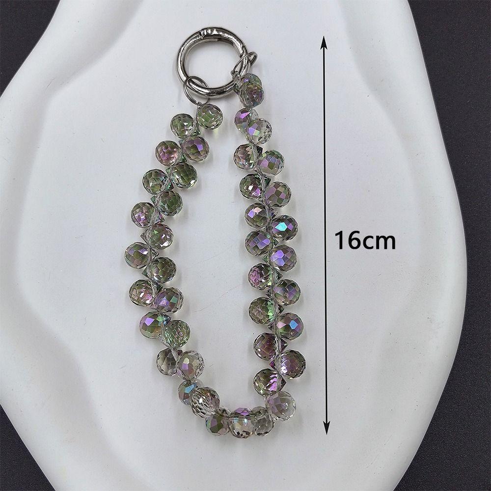 Chaveiro de contas de cristal transparente, bolsa destacável, pingente, cordão criativo para telefone para mulheres e meninas
