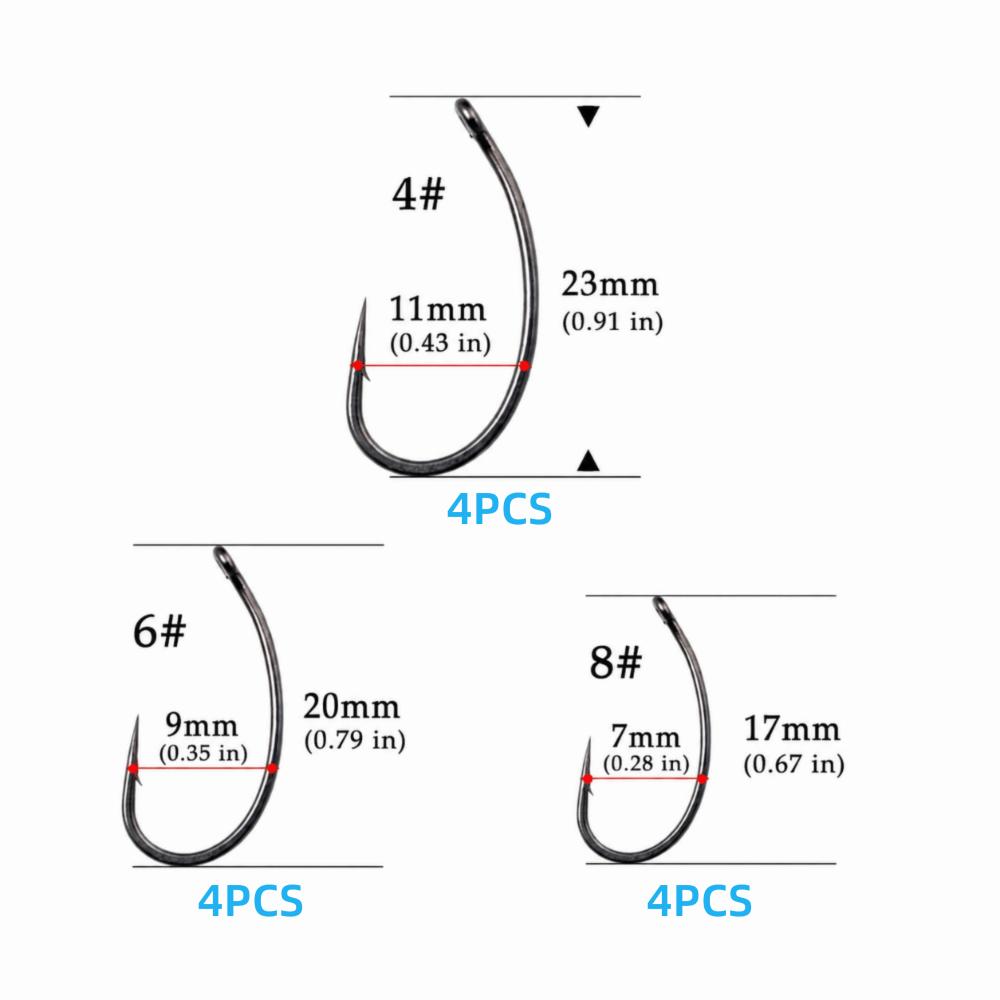 12PCS with Barbed Carp Fishing Hook with Swivels Fishing Hook Kit Ronnie Fishing Hook  Carp Fishing