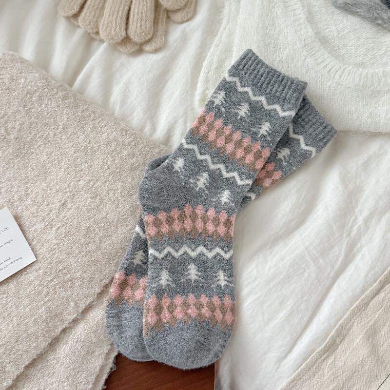 Retro Fair Isle Mid-Calf Thermal Socks
