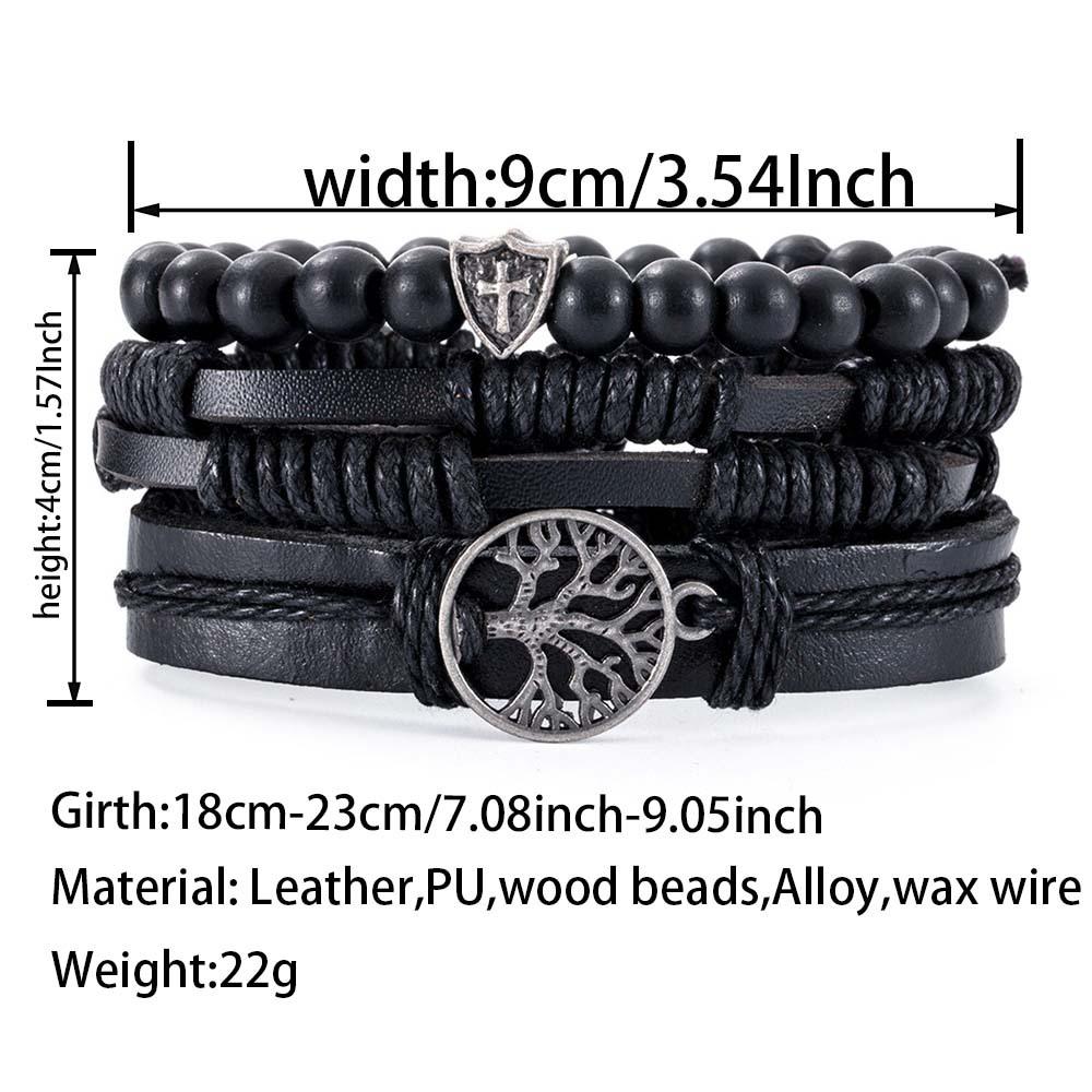 Men's Tree of Life Bracelet Adjustable Handmade Leather Cord Punk Rock Hip Hop Jewelry Accessory