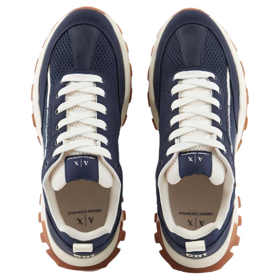 Armani Exchange Pantofi casual confortabili, minimaliști, cu tops jos, pentru bărbați, adidași, albaștri XUX194XV7931K568